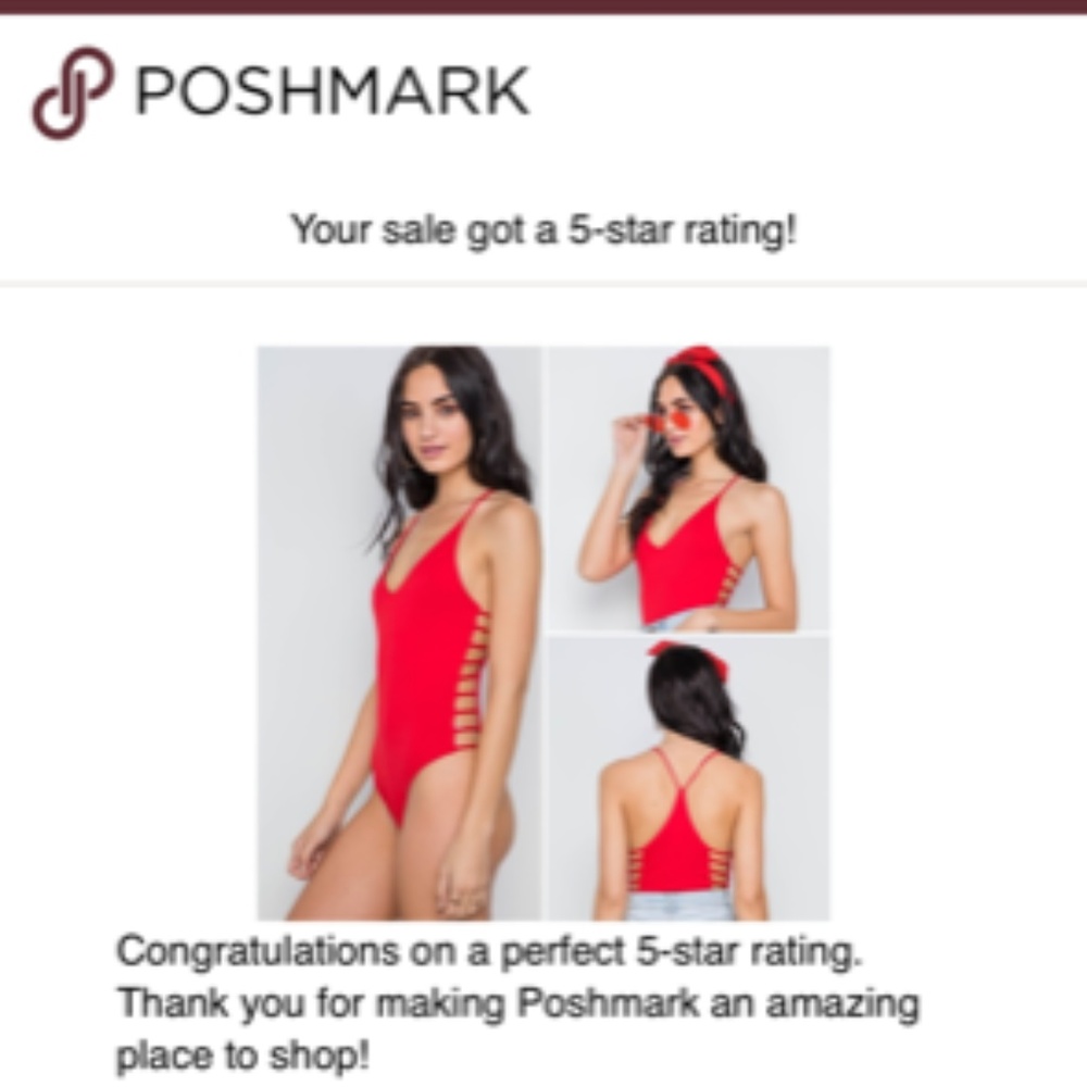 RED CAMI STRAPPY V-NECK SOLID BODYSUIT TOP - Picture 4 of 5